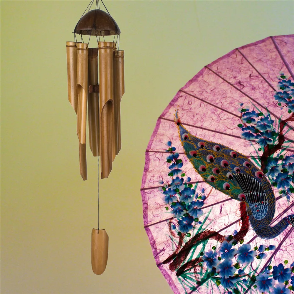 2023 Бамбуковые Ветряные Колокольчики Большой Колокол Трубка Из Кокосового Дерева Ручной Работы В Помещении и На Открытом Воздухе Настенные Украшения Для Ветряных Колокольчиков Подарок