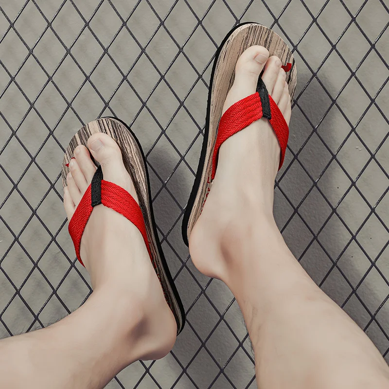 2023 Новые шлепанцы мужские EVA Деревянные тапочки с внешним зажимом для ног Модная мужская английская пляжная обувь