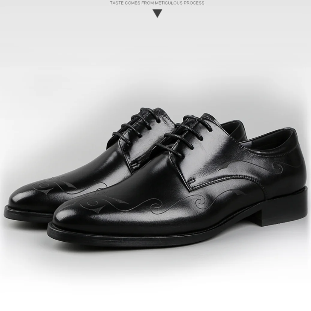 Новые мужские кожаные туфли с заостренными носками, классические туфли с принтом в стиле ретро, кожаные туфли в деловом стиле, тонкие кожаные туфли