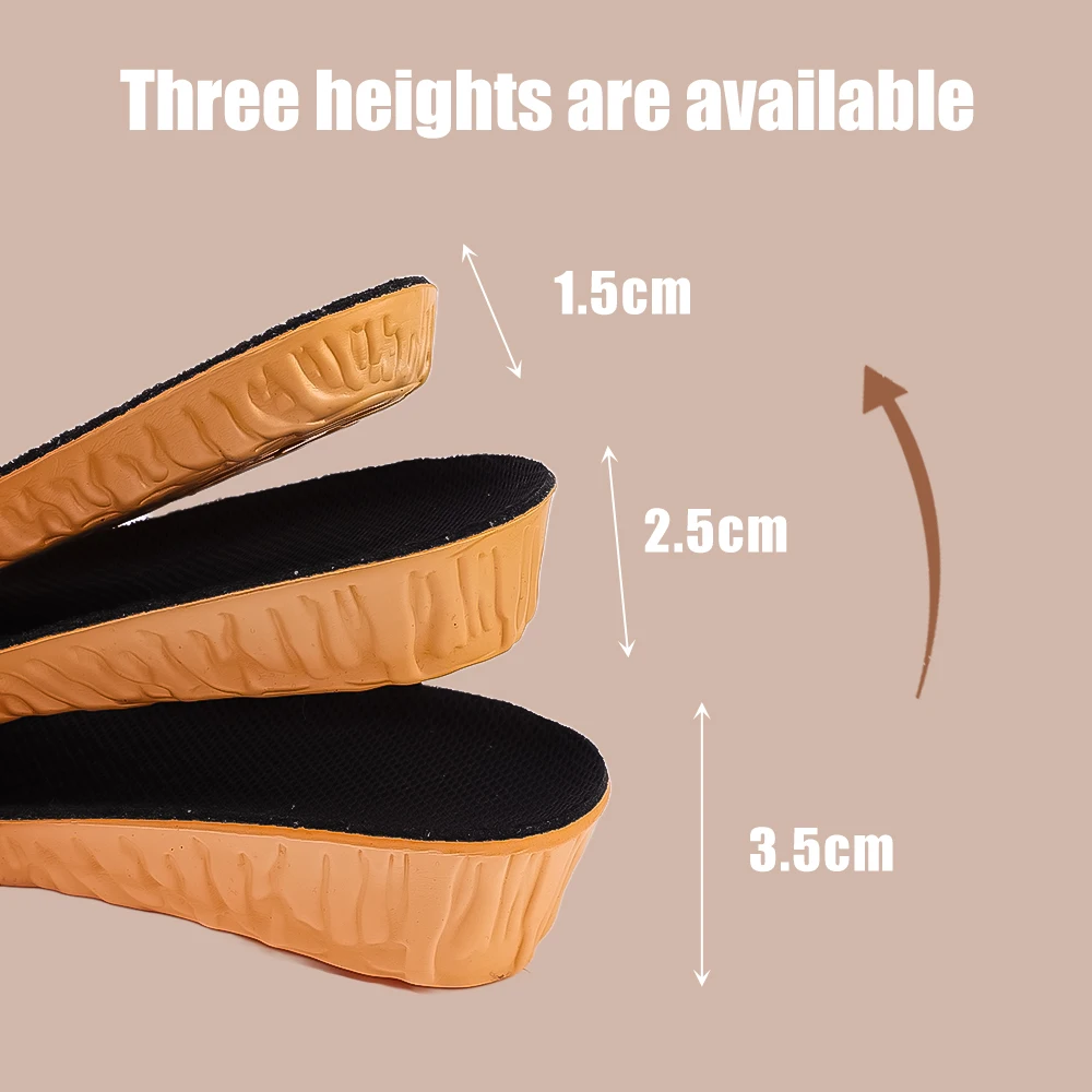 Невидимые увеличивающие рост стельки для женщин и мужчин 1,5-3,5 см, ортопедическая прокладка для обуви из пены с эффектом памяти, Дышащая Эластичная стелька для ухода за ногами