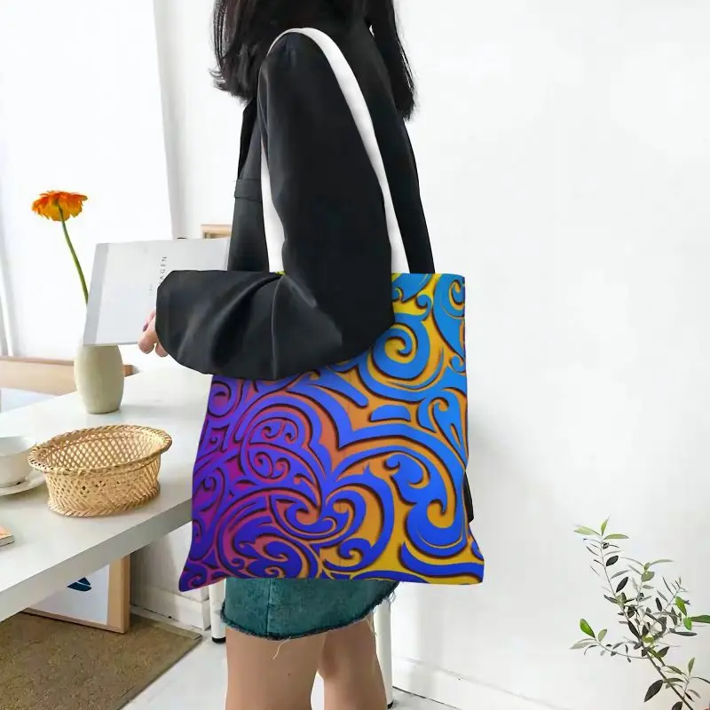 Изготовленная на заказ холщовая сумка для покупок в стиле маори 3D, женские прочные продуктовые сумки для покупок в Новой Зеландии