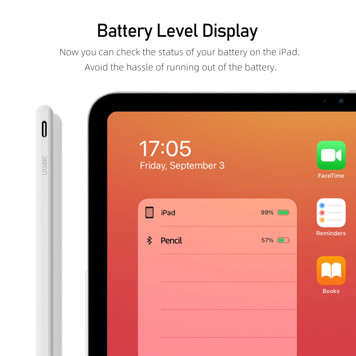 Сенсорный стилус для iPad с удобным сочетанием клавиш Bluetooth, отклонение наклона дисплея уровня заряда батареи, совместимый с Apple iPad Pro 11