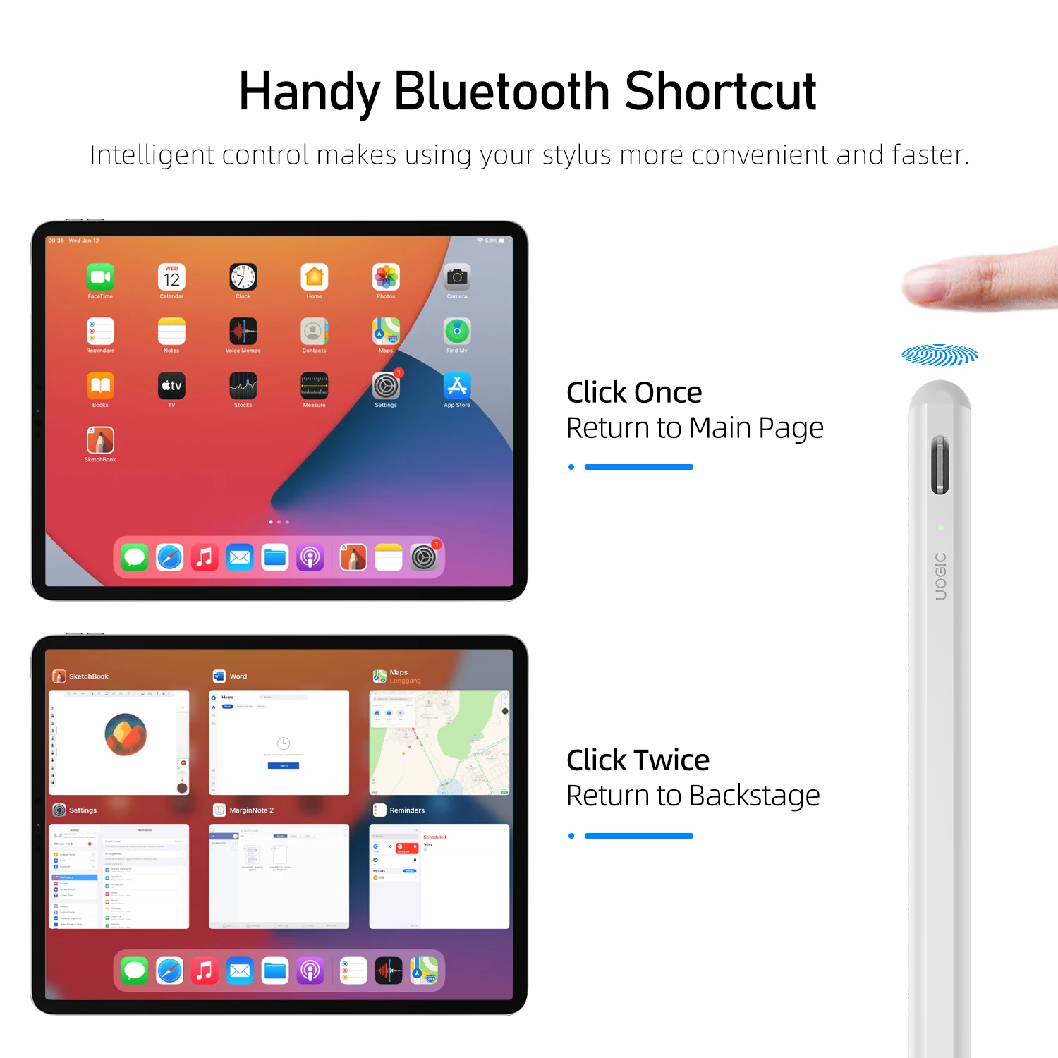 Сенсорный стилус для iPad с удобным сочетанием клавиш Bluetooth, отклонение наклона дисплея уровня заряда батареи, совместимый с Apple iPad Pro 11