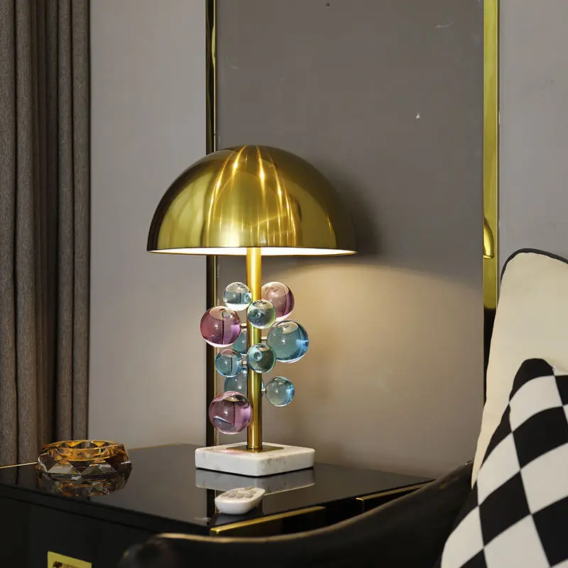Настольная лампа Globo Креативный Дизайн Золотого Гриба грибная лампа Разноцветный Хрустальный Шар Украшение Спальни прикроватная лампа лампа