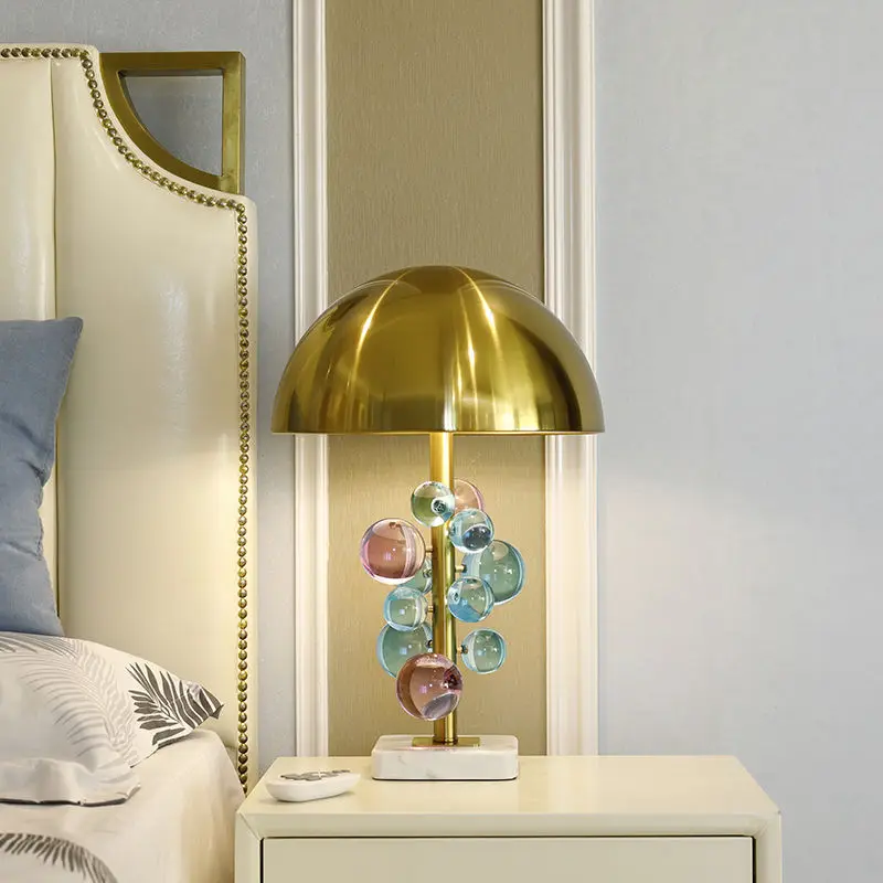 Настольная лампа Globo Креативный Дизайн Золотого Гриба грибная лампа Разноцветный Хрустальный Шар Украшение Спальни прикроватная лампа лампа