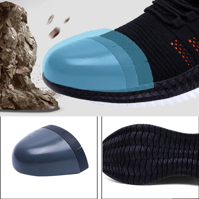 Новая защитная обувь мужская легкая, с защитой от ударов, дышащая, со стальным носком, защитная обувь для работы на открытом воздухе, 48 ярдов спортивной