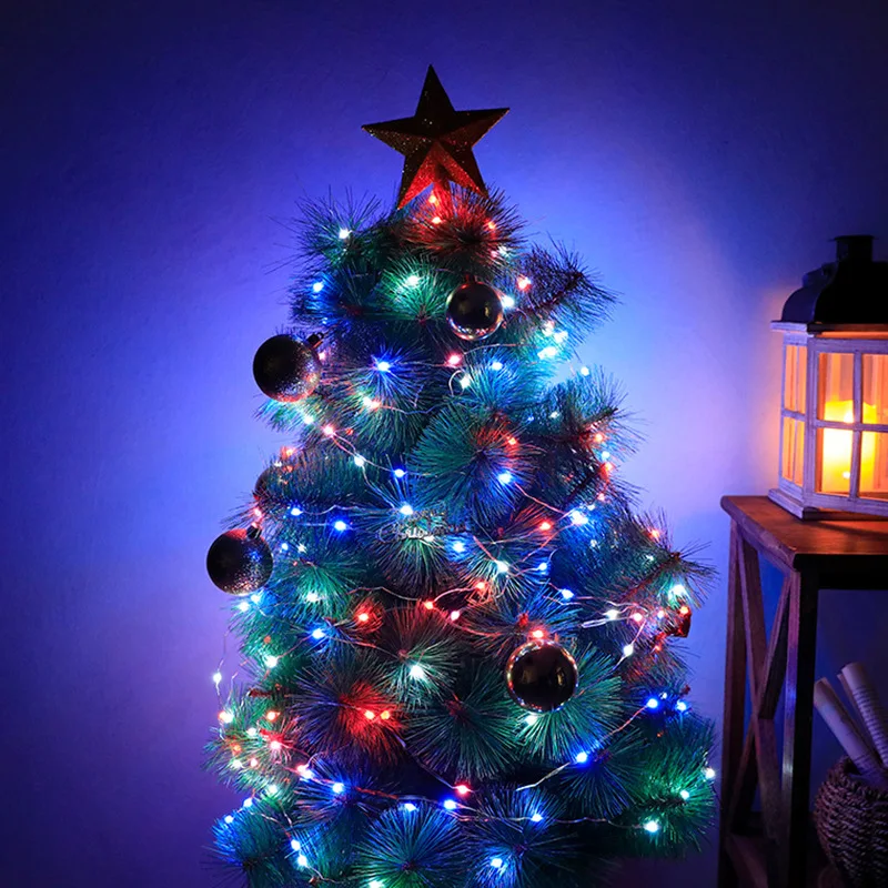 Аккумулятор/USB с пультом дистанционного управления, гирлянда из сказочной медной проволоки RGB, светодиодное праздничное освещение на открытом воздухе, украшение свадебной домашней Рождественской елки