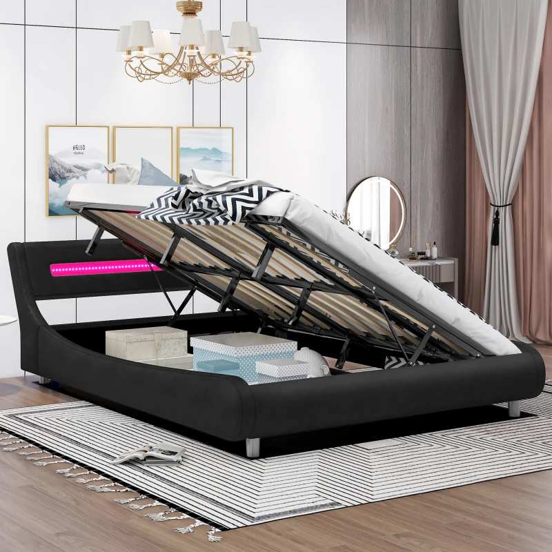 Низкопрофильная кровать-платформа с мягкой обивкой размера 