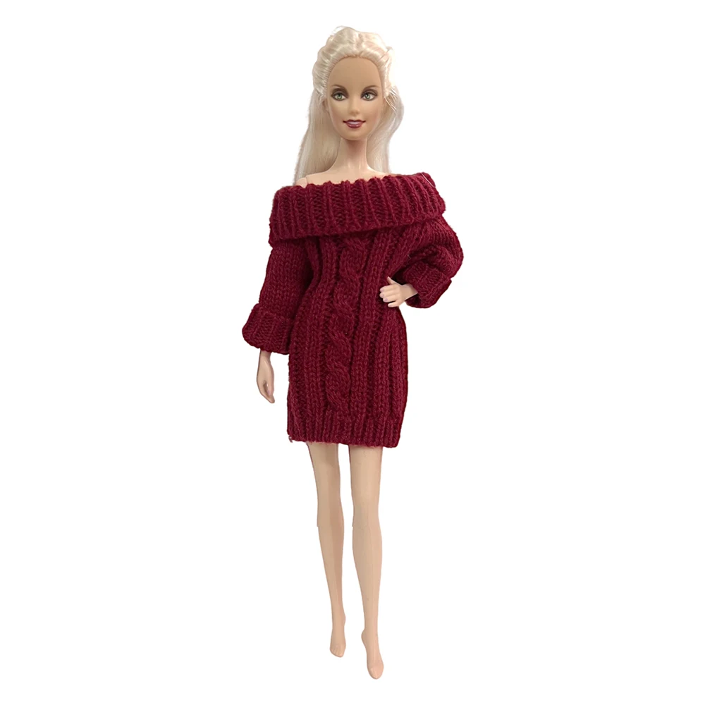 1 шт. Красное платье-свитер для куклы Барби, аксессуары для куклы, вязаная одежда, пальто из чистого хлопка, топы, 11,5-дюймовая игрушка для девочек