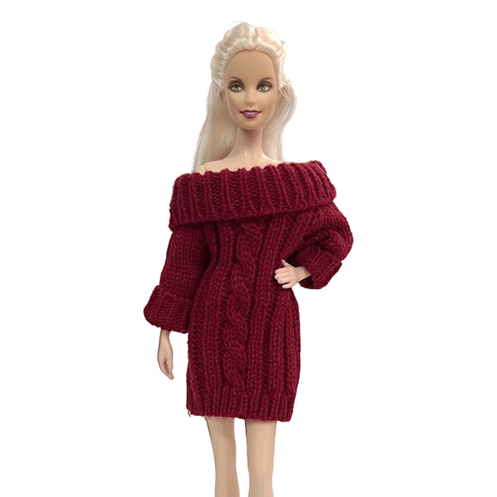 1 шт. Красное платье-свитер для куклы Барби, аксессуары для куклы, вязаная одежда, пальто из чистого хлопка, топы, 11,5-дюймовая игрушка для девочек