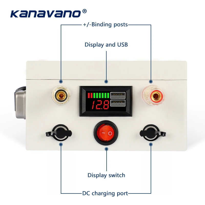 Kanavano 12V 50Ah LiFePO4 Аккумуляторная Батарея Встроенная 12,8 V 50A BMS Для Резервного Питания Гольфа Солнечной Энергией С USB