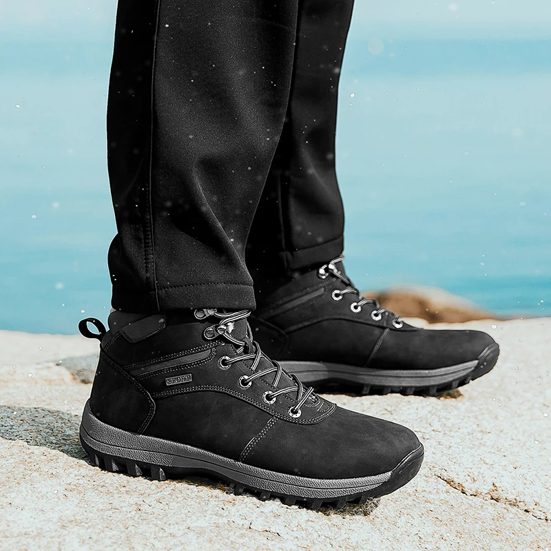 Мужские ботинки Зимние водонепроницаемые плюшевые супер Теплые зимние ботинки для мужчин, кроссовки, мужские ботильоны, уличная обувь, Botas Hombre, Большой размер 48