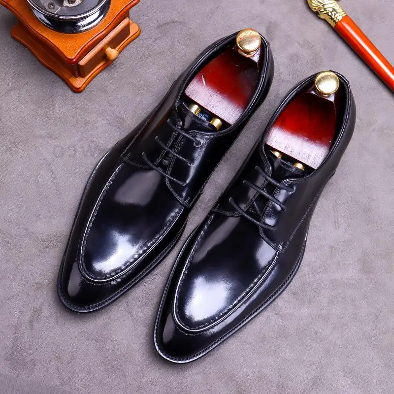Синие черные мужские модельные туфли-дерби, деловая официальная свадебная обувь для шафера, офисная мужская обувь ручной работы из натуральной кожи, оригинал