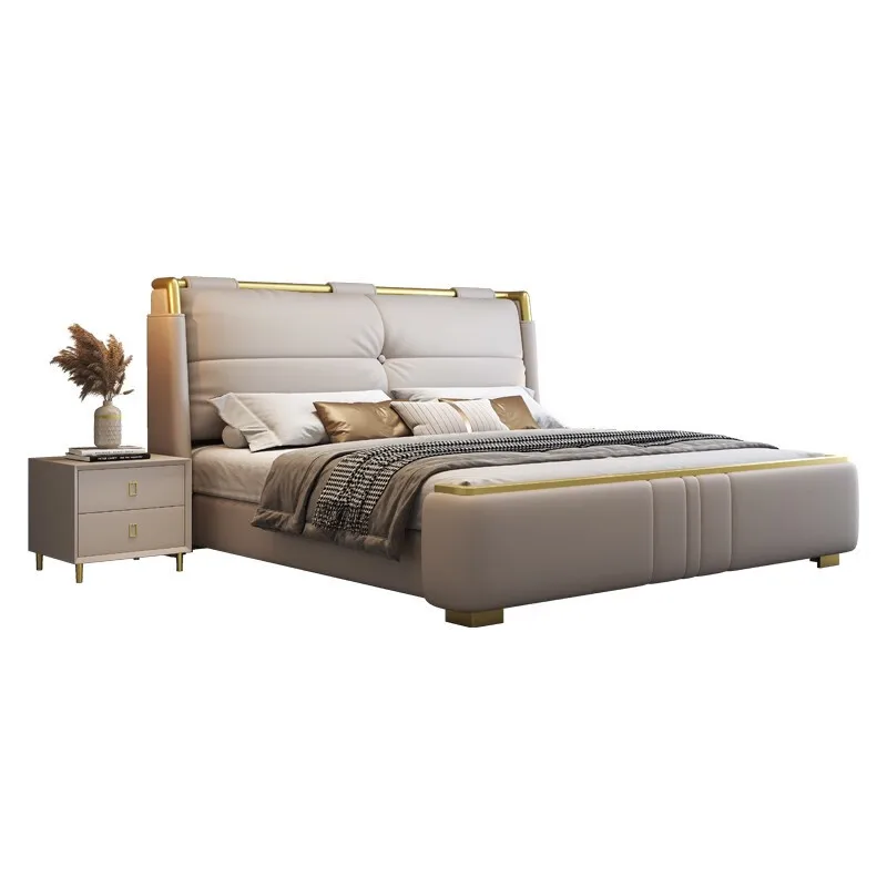 Итальянская кожаная кровать 1,8 метра современной и контрактной конструкции, легкая и ветреная кровать princess в главной спальне, двуспальная кровать 1,5