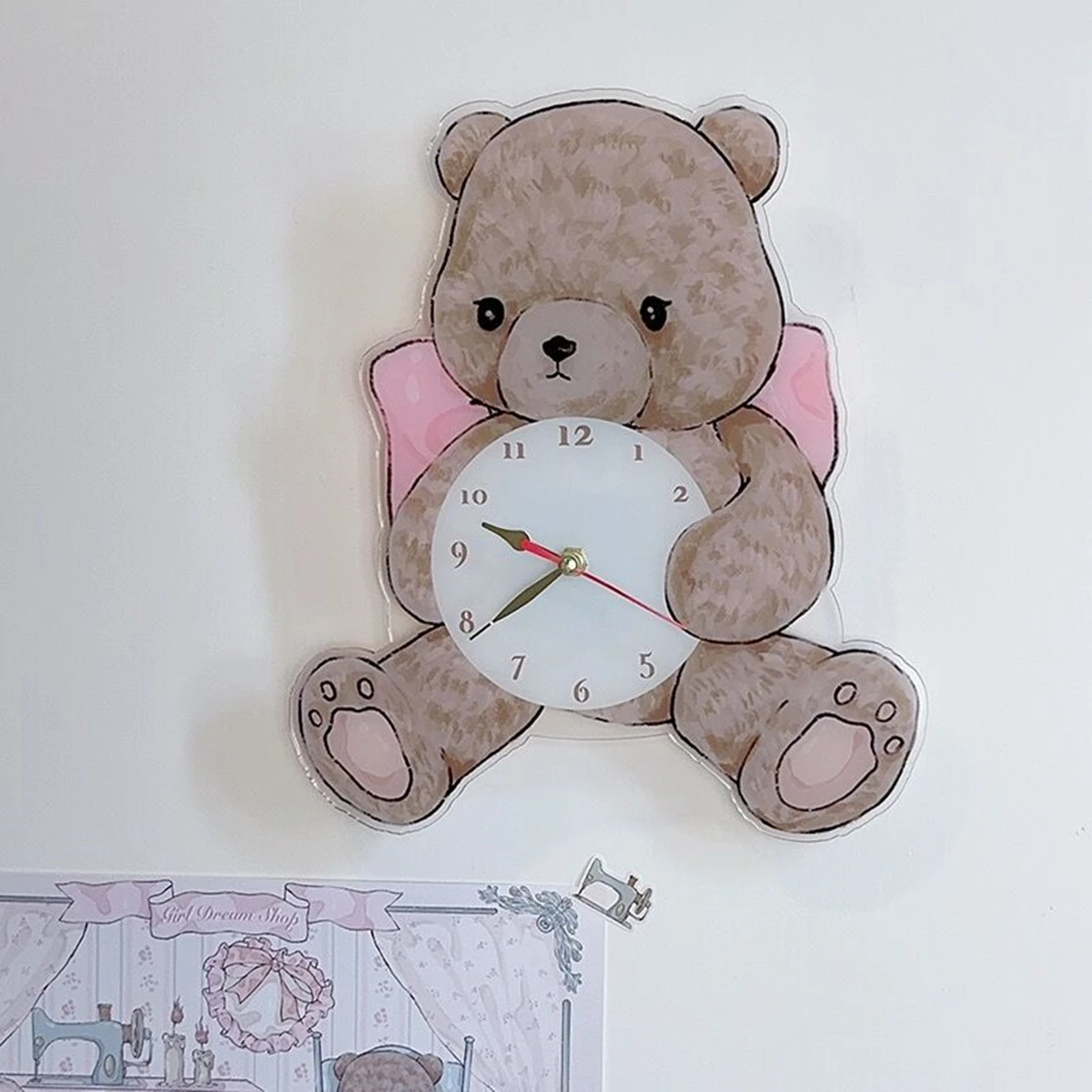 Милые часы, Акриловые настенные часы в форме Медведя, декор детской комнаты, гендерно Нейтральные Настенные часы, подарок для детского душа, украшение дома