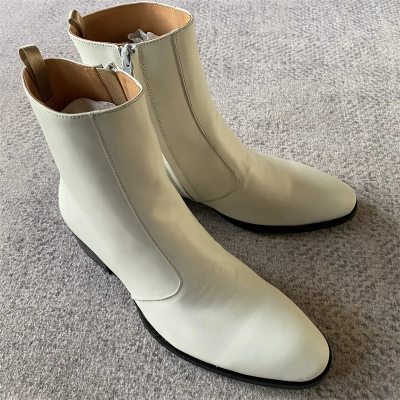2022ss Оригинальные дизайнерские деловые ботинки из нежной белой воловьей кожи с острым носком для свадебного платья с острым носком
