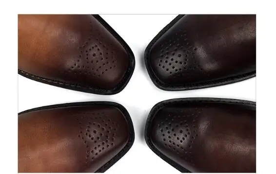 Новая зимняя резная обувь ручной работы из натуральной кожи с перфорацией типа 