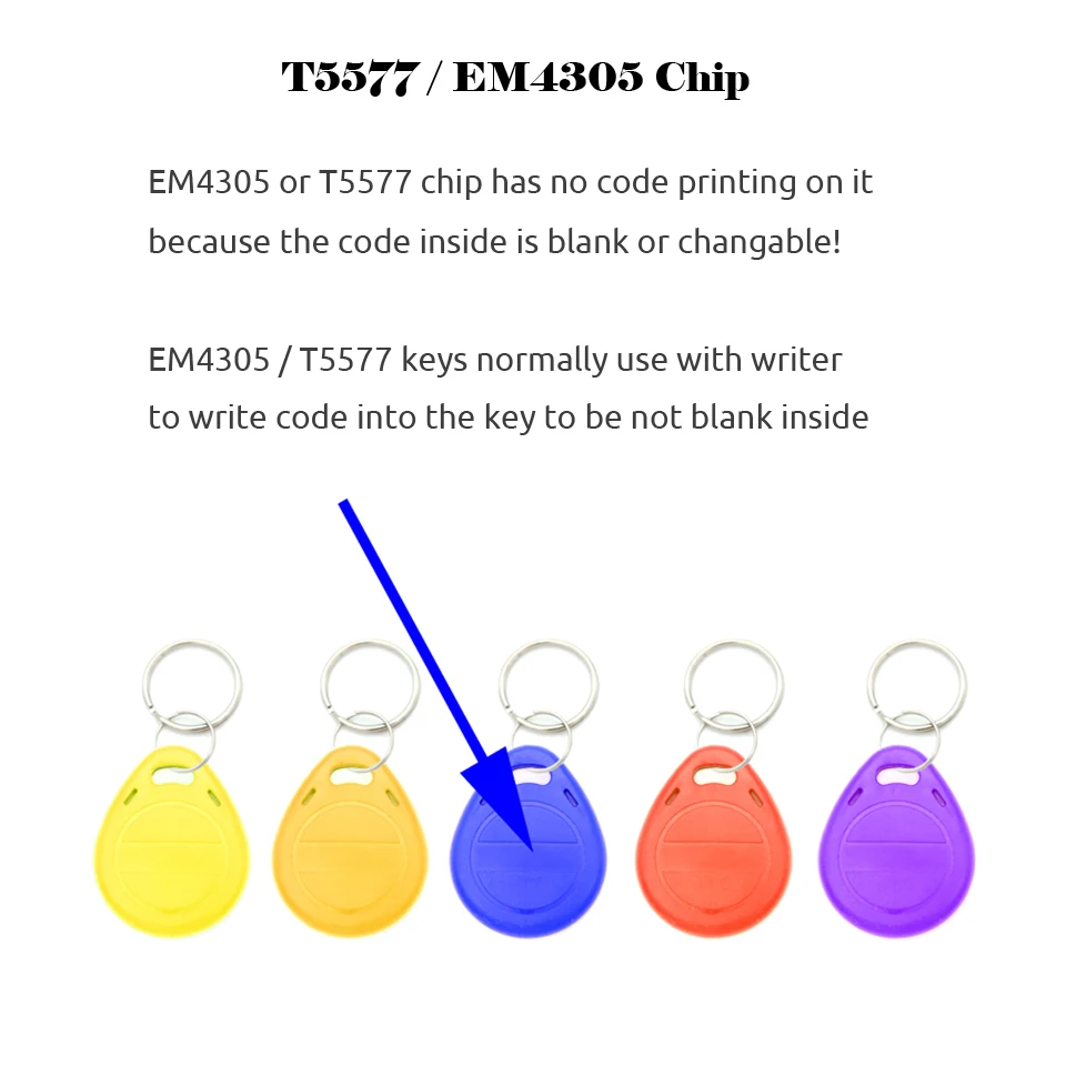 100 шт./лот Брелки для ключей T5577 EM4305 RFID 125 кГц с возможностью копирования и перезаписи Дублирующего идентификатора близости с кольцом для токенов Пустой доступ