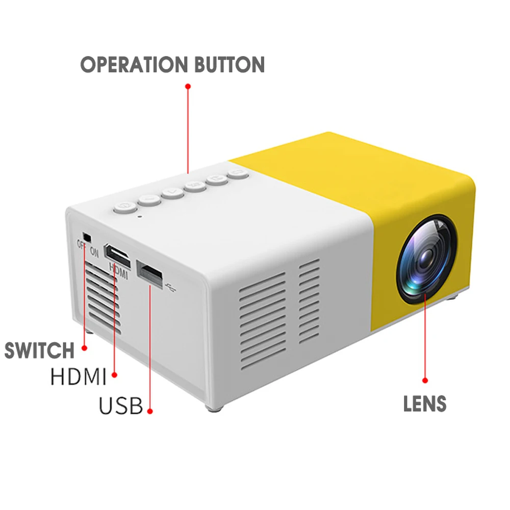 Портативный проектор Salange J9 Mini Beamer YG300 1000 люмен, карманный мобильный домашний видеопроектор для детей Story Proyector