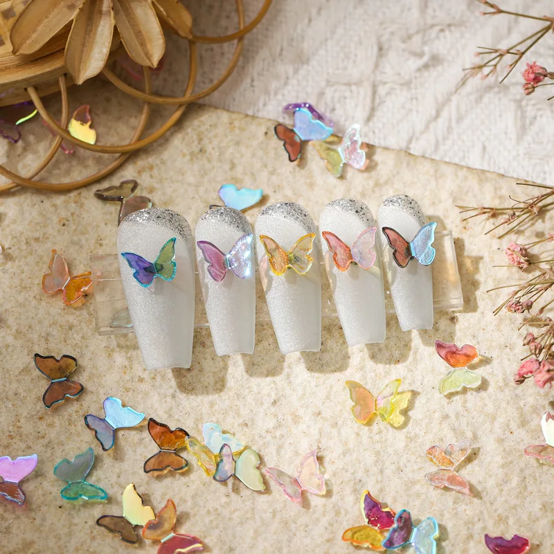 Прозрачная дрель-бабочка для ногтей Aurora magic small bow без искажений, украшающая ногти гальваническим покрытием.