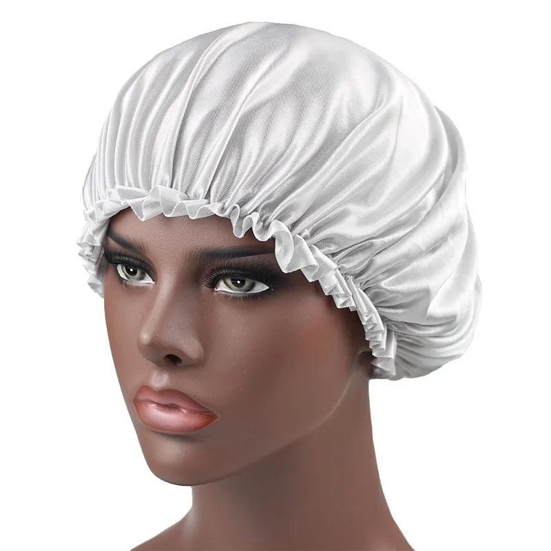 Цельнокроеные атласные шапочки для волос, Двухслойная ночная шапочка с регулировкой сна, головной убор, Шапочка для вьющихся Упругих волос, Аксессуары для укладки