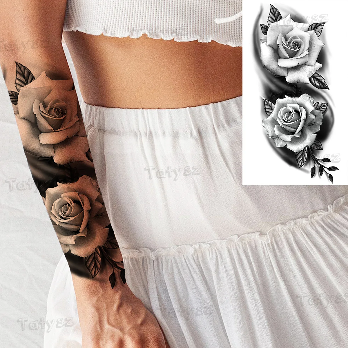 Временные татуировки в виде цветка Скорпиона для женщин и мужчин, реалистичный вампир, Лев, Тигр, Череп, Водонепроницаемая поддельная татуировка, наклейка на ногу, татуировка на руку.