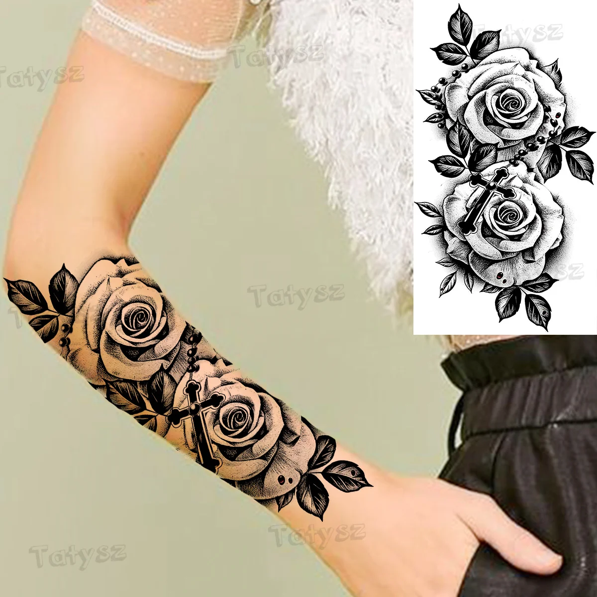 Временные татуировки в виде цветка Скорпиона для женщин и мужчин, реалистичный вампир, Лев, Тигр, Череп, Водонепроницаемая поддельная татуировка, наклейка на ногу, татуировка на руку.