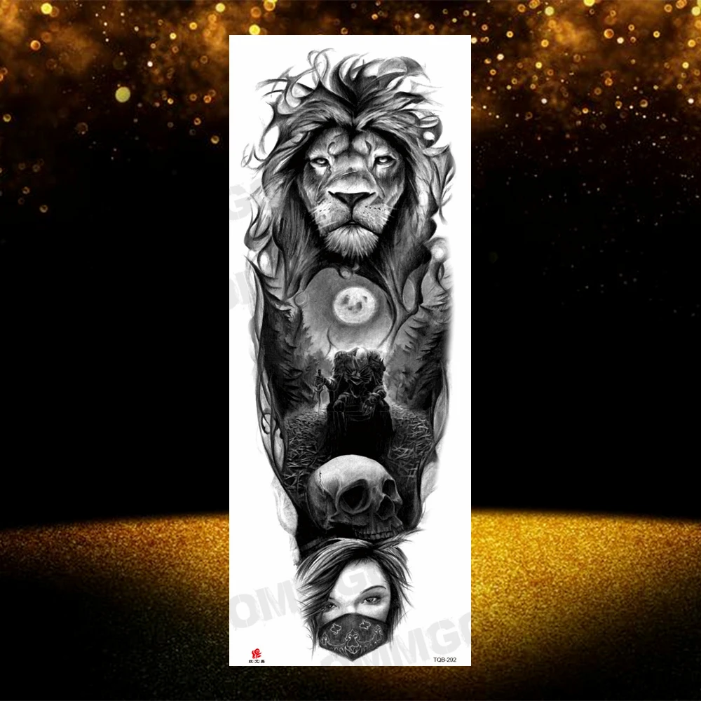 Реалистичные временные татуировки в виде Льва и розы Для женщин, мужчин и взрослых, поддельные наклейки с татуировкой Тигра и механического Волка, водонепроницаемые татуировки на бедрах, сделанные своими руками