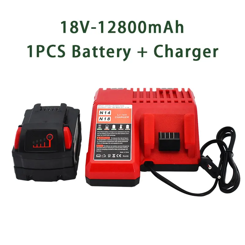 100% Original 18V12800mAh Replacemet Lithium-ion 12,8 Ah Batterie für Milwaukee XcM18B Cordless Werkzeuge Batterien+ ladegerät