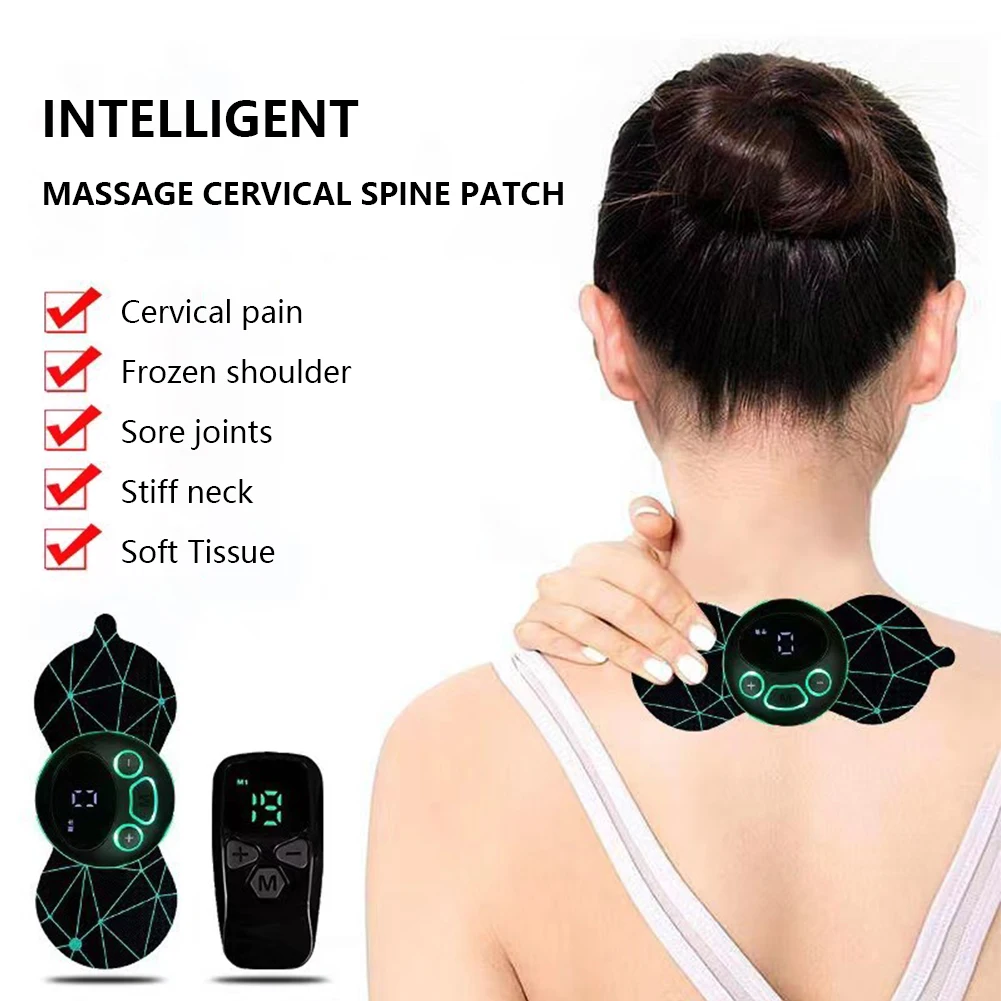 Электронные наклейки для массажа шейки матки, удобный мини-массажер для плеч и шеи, интеллектуальный, многоразовый, легкий для снятия боли в теле.