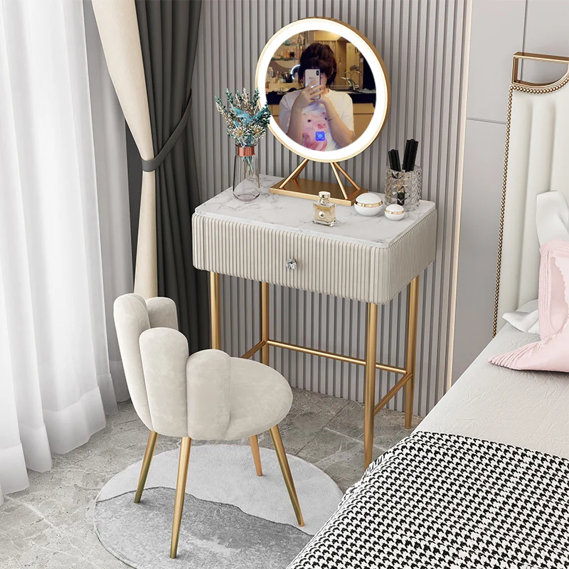Мраморный комод в скандинавском стиле 40/50 см, роскошный современный минималистичный туалетный столик для спальни, туалетный столик в стиле Ins с зеркалом и компакт-диском