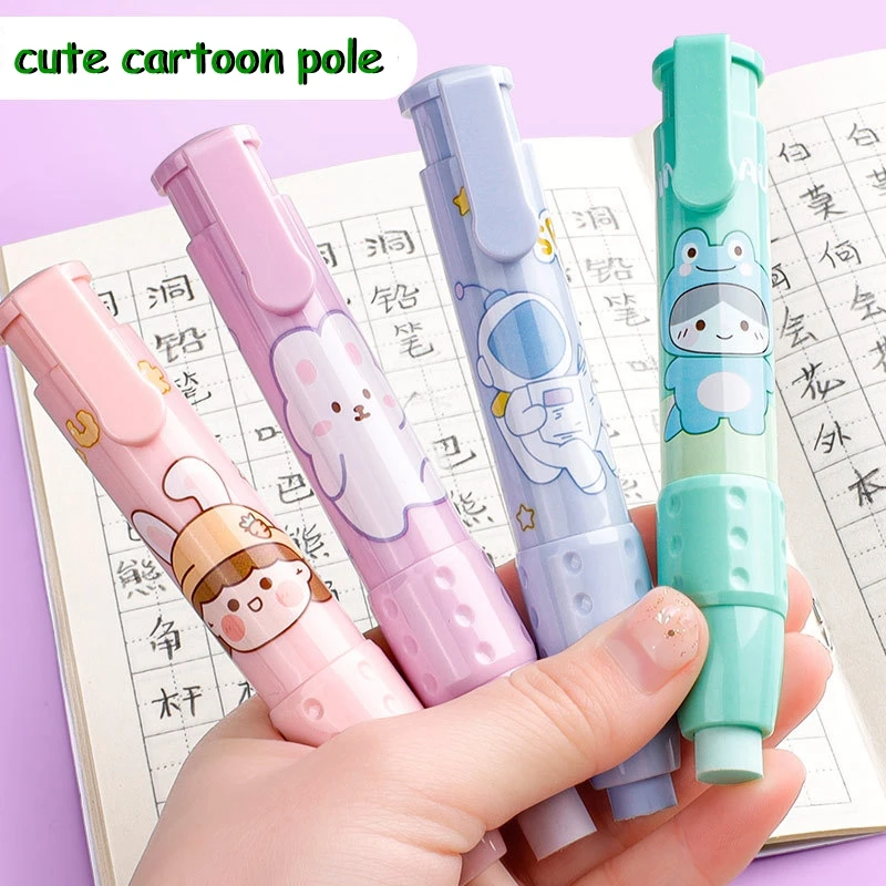 Мультяшный выдвижной пресс Kawaii, набор мягких карандашных ластиков, принадлежности для коррекции, резиновые карандаши, школьные принадлежности для детей