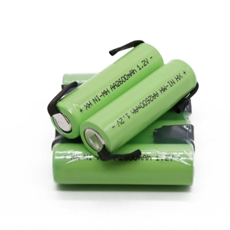 2023 Аккумуляторная батарея 1.2 V AA 2600mah NI-MH Cell, зеленый корпус со сварочными выступами для электробритвы Philips, Бритвенная зубная щетка