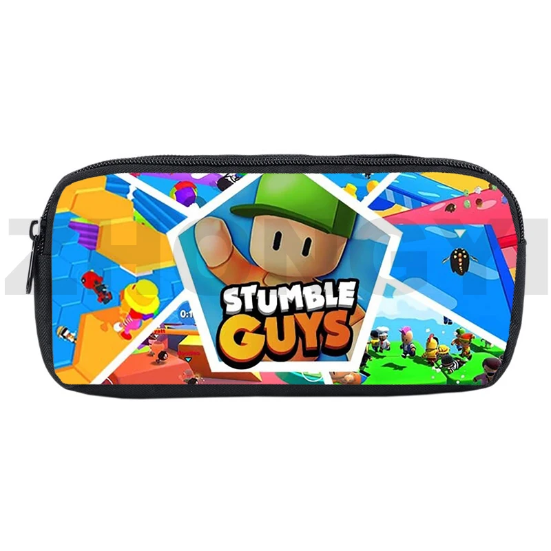 Милый мультяшный 3D пенал Stumble Guys, большая холщовая коробка для макияжа, косметички на молнии, школьные принадлежности для игр для детей Stumble Guys