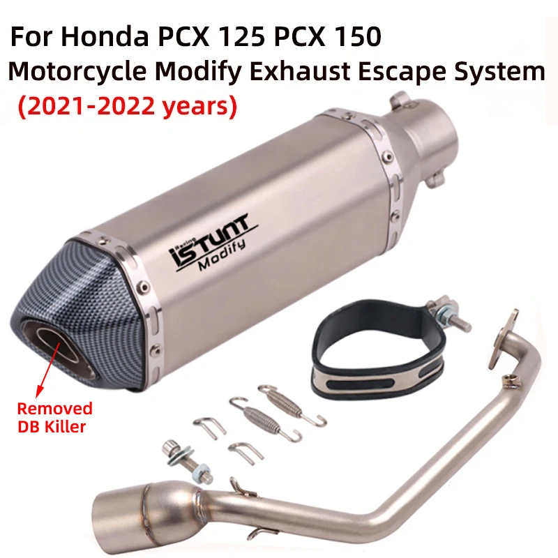 Для Honda PCX125 PCX150 PCX 125 150 2021 2022 Мотоцикл Выхлопная Система Escape Полная Система Модификации Глушителя DB Killer Передняя Средняя Труба