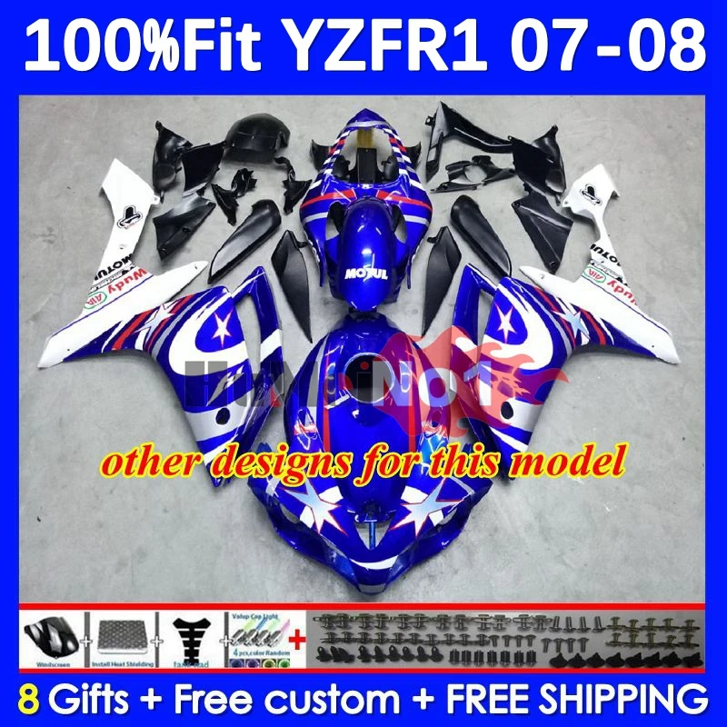 Repsol синяя Литьевая Форма Для YAMAHA YZF-R1 YZF R1 R1 YZF 1000 07-08 56No.17 YZF1000 YZFR1 07 08 YZF-1000 2007 2008 Обтекатели