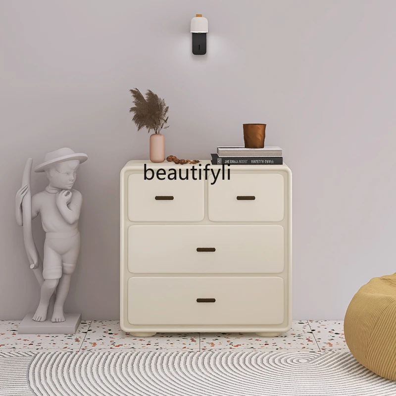 Креативный современный и простой шкаф zqNordic с тремя четырьмя ведрами, шкафчик для хранения из массива дерева кремового цвета