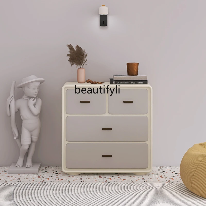 Креативный современный и простой шкаф zqNordic с тремя четырьмя ведрами, шкафчик для хранения из массива дерева кремового цвета
