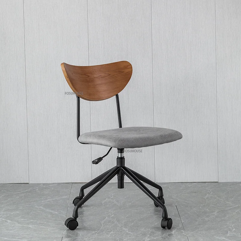 Современная мебель, тканевое офисное кресло для офиса, легкое роскошное домашнее Сидячее игровое кресло для спальни, компьютерное кресло с деревянной спинкой