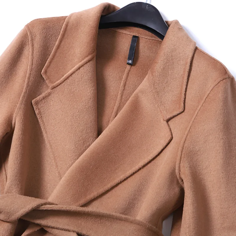 Женское модное уличное шерстяное пальто Осень-зима, женские шерстяные куртки, женский тренч с поясом S4834