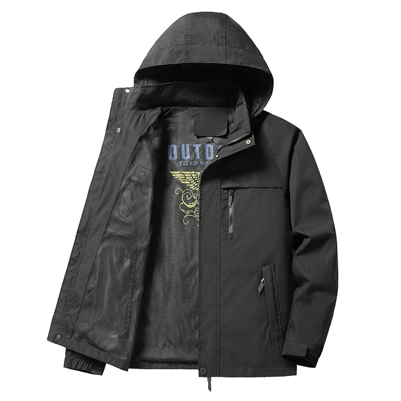 Мужская высококачественная спортивная куртка для активного отдыха, Альпинистская штормовая одежда, куртка на молнии с капюшоном, ветровка, куртка оверсайз 8XL