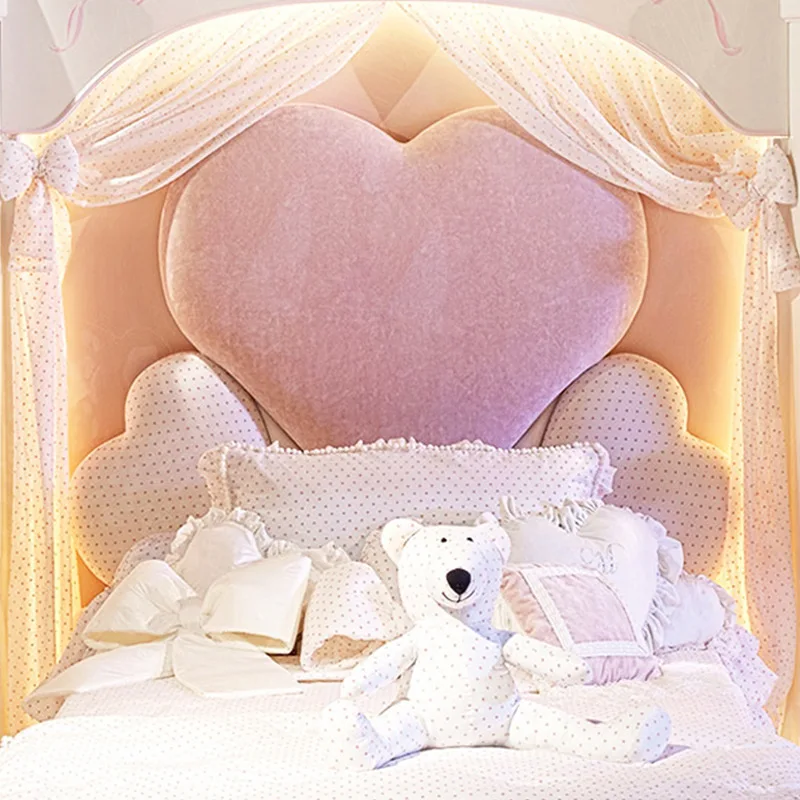 Американская детская кровать в форме сердца, розовое спальное место, мягкая упаковка, кровать принцессы, 1,5 метра, можно настроить ткань для хранения постельного белья art ch