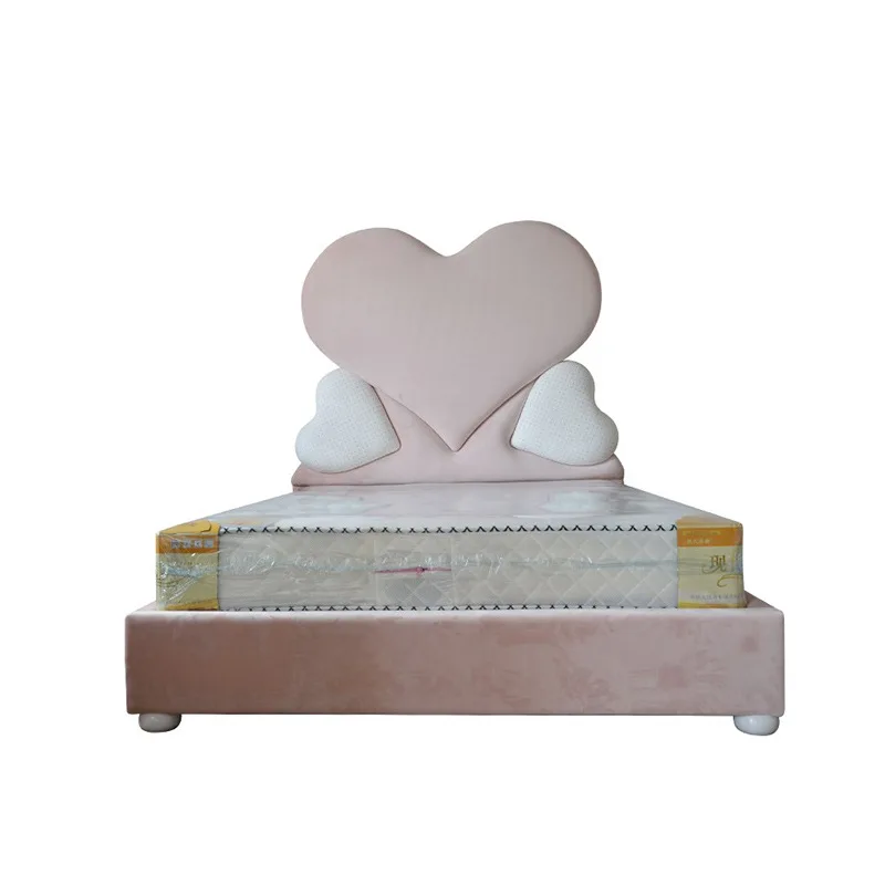 Американская детская кровать в форме сердца, розовое спальное место, мягкая упаковка, кровать принцессы, 1,5 метра, можно настроить ткань для хранения постельного белья art ch