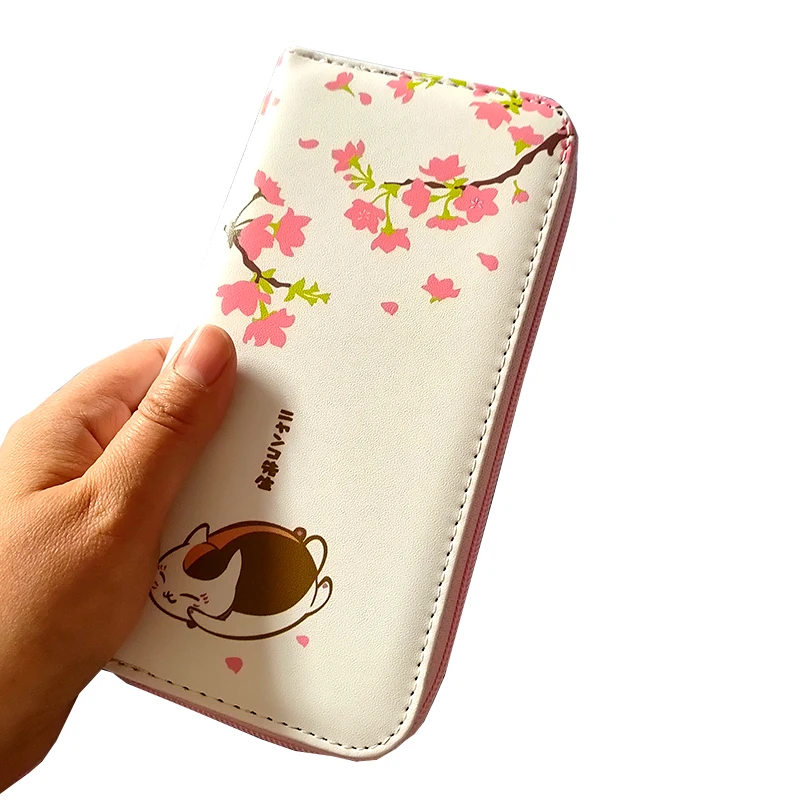 Женский мультяшный кошелек из аниме Natsume Yuujinchou, женский клатч, длинный кошелек, карман для монет на молнии, сумка-держатель для карт