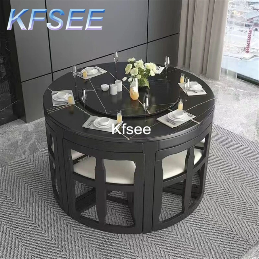 Kfsee 1 Комплект Круглого Европейского Обеденного Стола 128 см на 6 Стульев