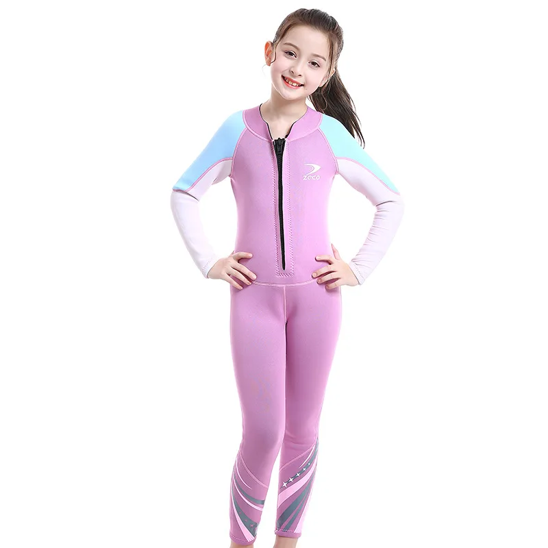 2,5 мм Водолазный костюм для мужчин и девочек, цельный термальный купальник с длинным рукавом, защита от солнца, серфинг, дайвинг, Детские гидрокостюмы