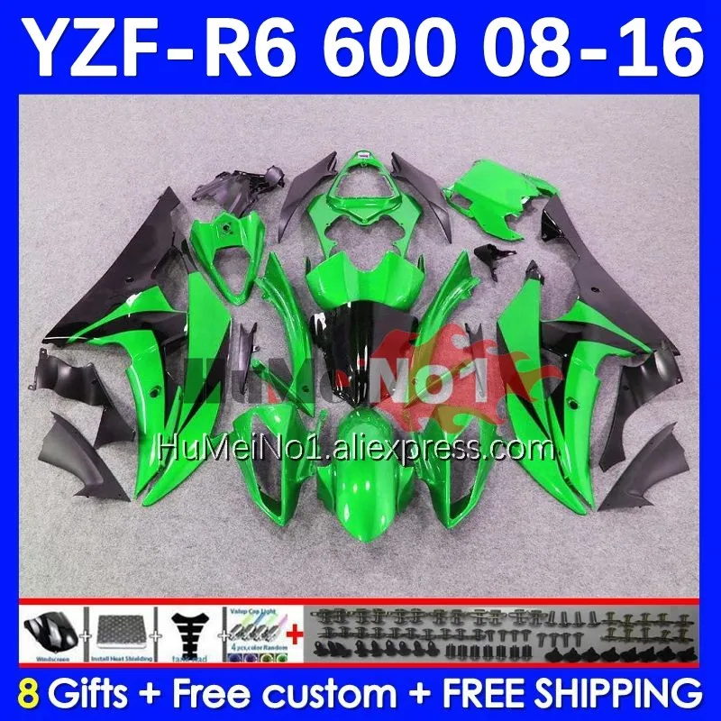 Кузова Для YAMAHA YZF R6 600 R 6 YZF-600 green stock YZF-R6 43No.68 YZFR6 YZF600 08 09 10 11 12 2013 2014 2015 2016 Комплект обтекателей