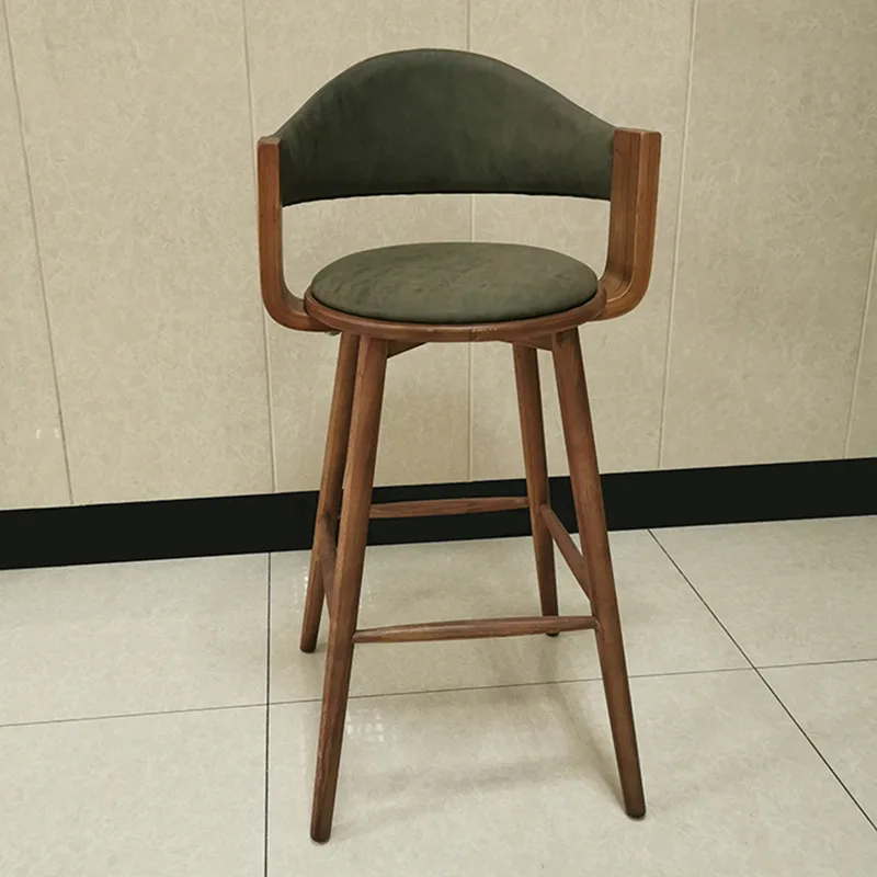 Барный стул, барный стул для всей семьи, простая спинка в скандинавском стиле, подлокотники, мягкая упаковка, барный стул из массива дерева, домашний барный стул