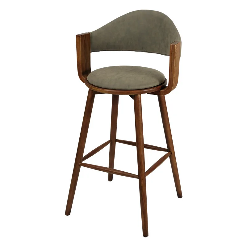 Барный стул, барный стул для всей семьи, простая спинка в скандинавском стиле, подлокотники, мягкая упаковка, барный стул из массива дерева, домашний барный стул