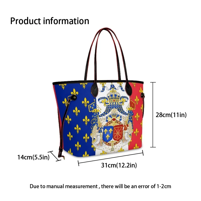 Twoheartsgirl Дизайн флага Франции, переносной наплечный мешок большой емкости, Регулируемые женские сумки, Прочные сумки-тоутсы, сумки для покупок